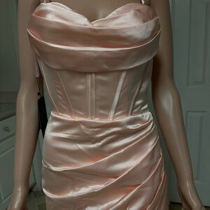 Elegant Pink Strapless Dress